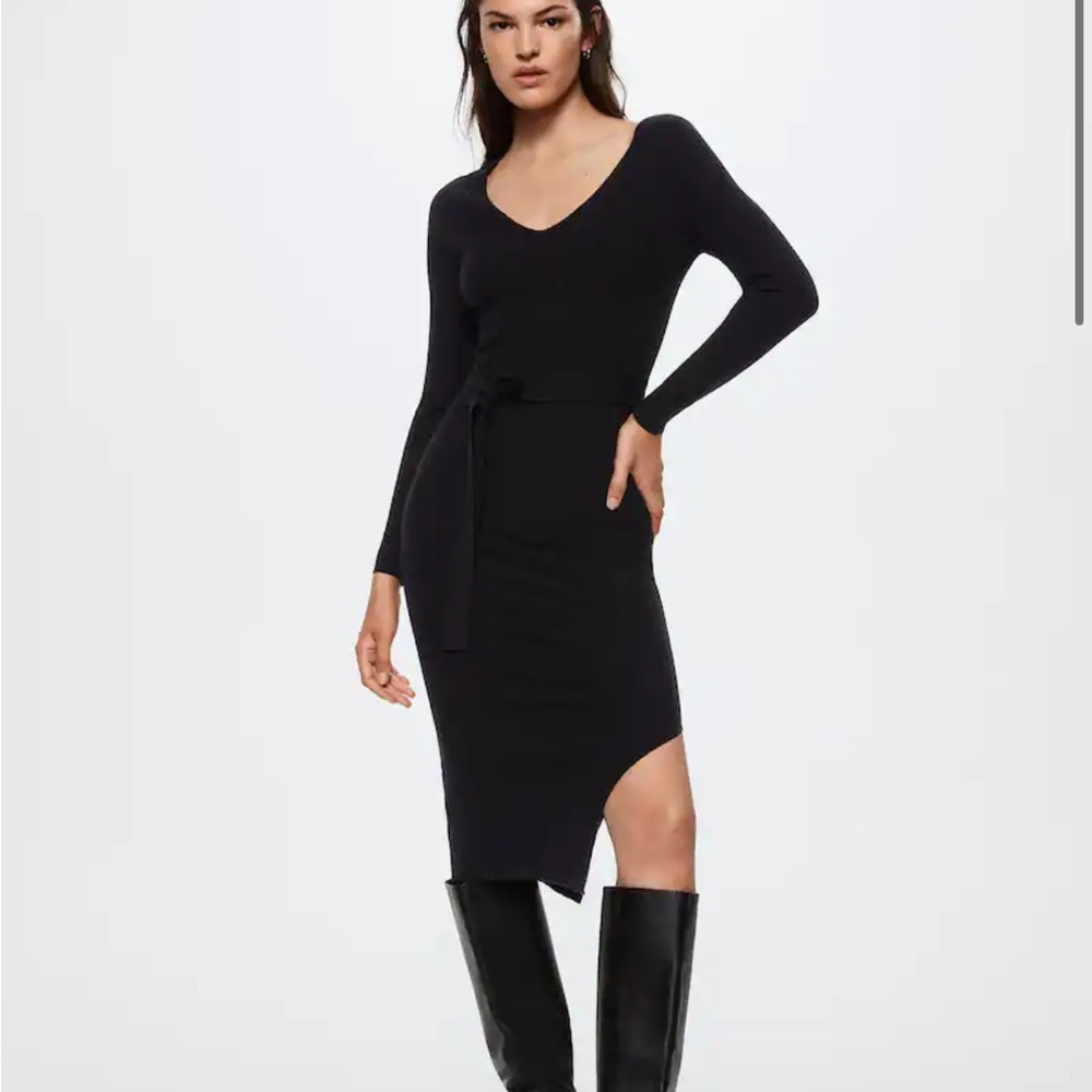 Mango Tie Waist Knit Dress